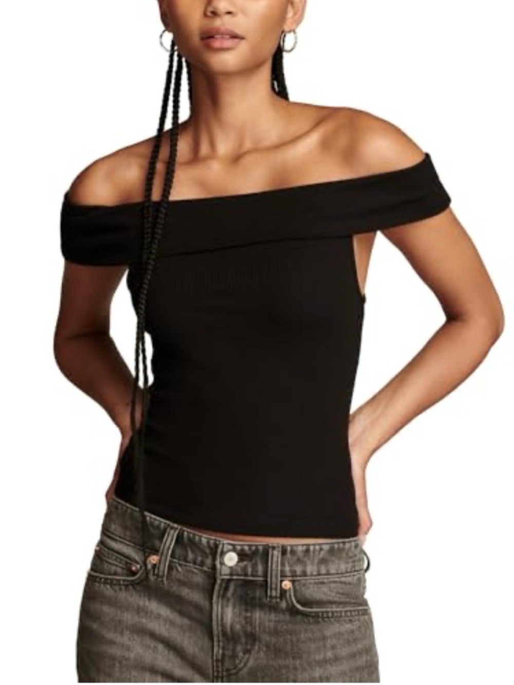 Express Black Ribbed Crewneck Tank